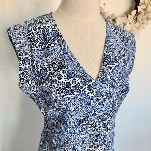 TOMMY HILFIGER V-Neck Summer Dress Blue Paisley Print - Picture 5 of 14